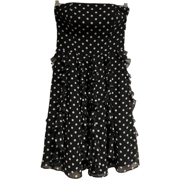 White House Black Market Dresses & Skirts - VINTAGE • White House Black Market • strapless chiffon ruffled polka dot dress